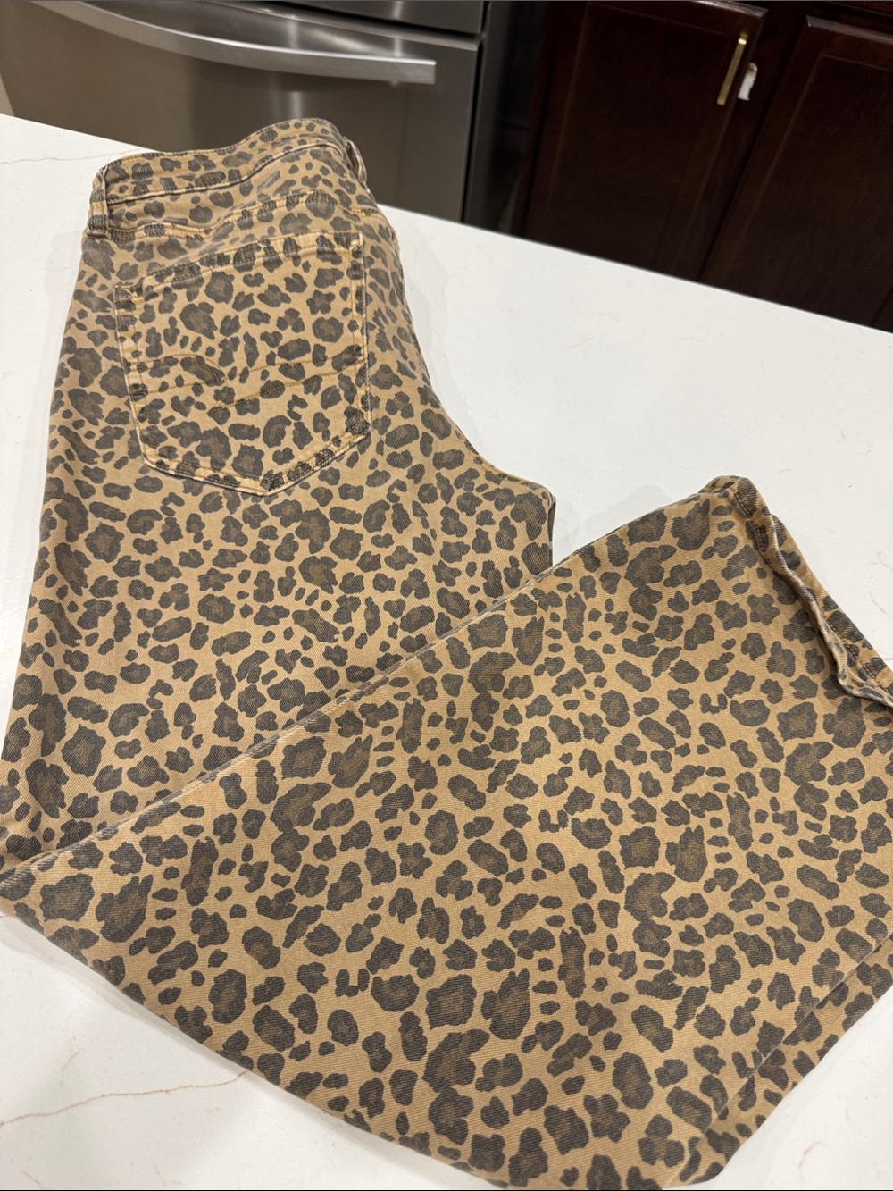 American Eagle Outfitters Leopard Print Ankle Jeans - Tan and Black - Picture 4 of 4
